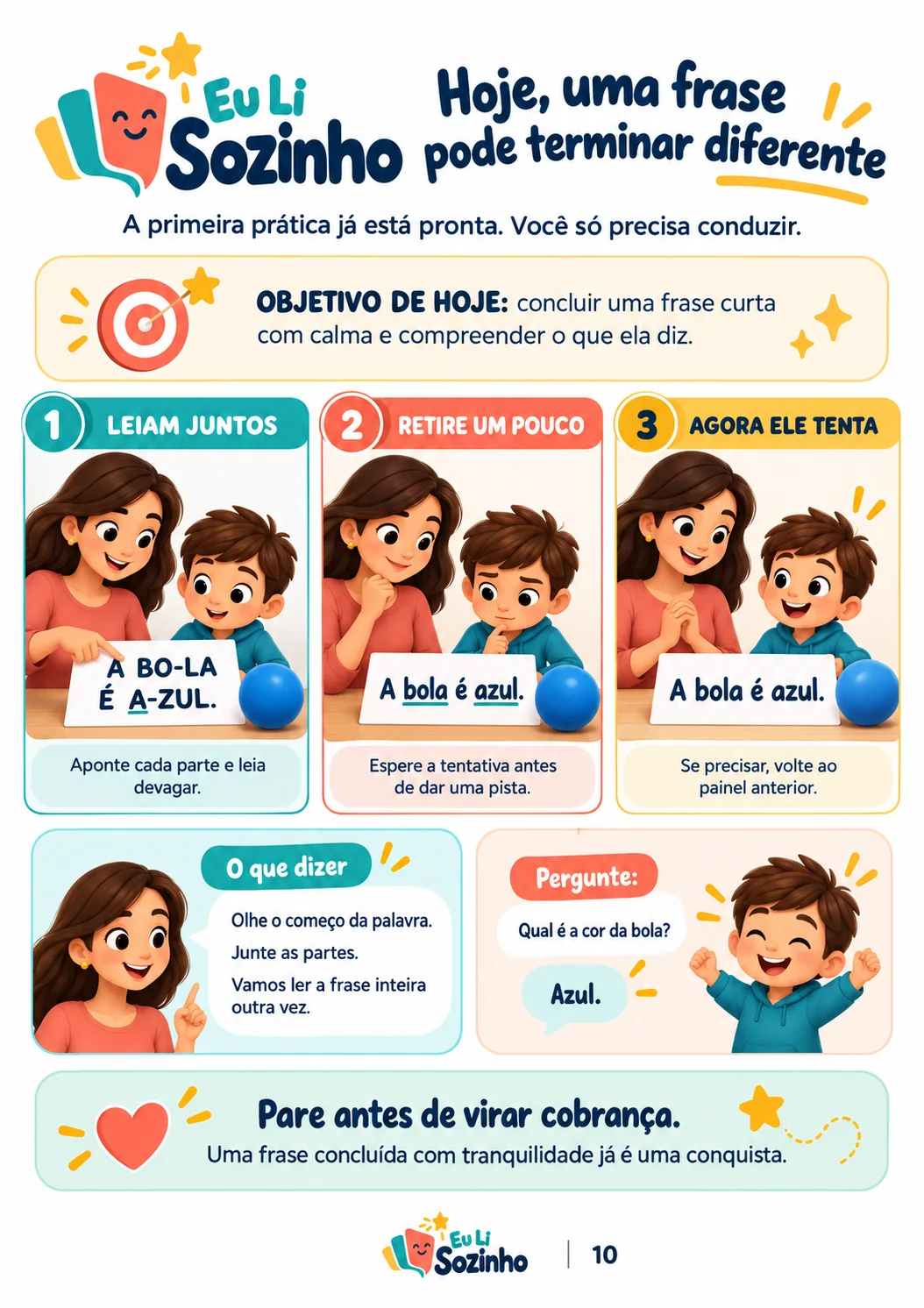 Página real mostrando como conduzir a primeira frase